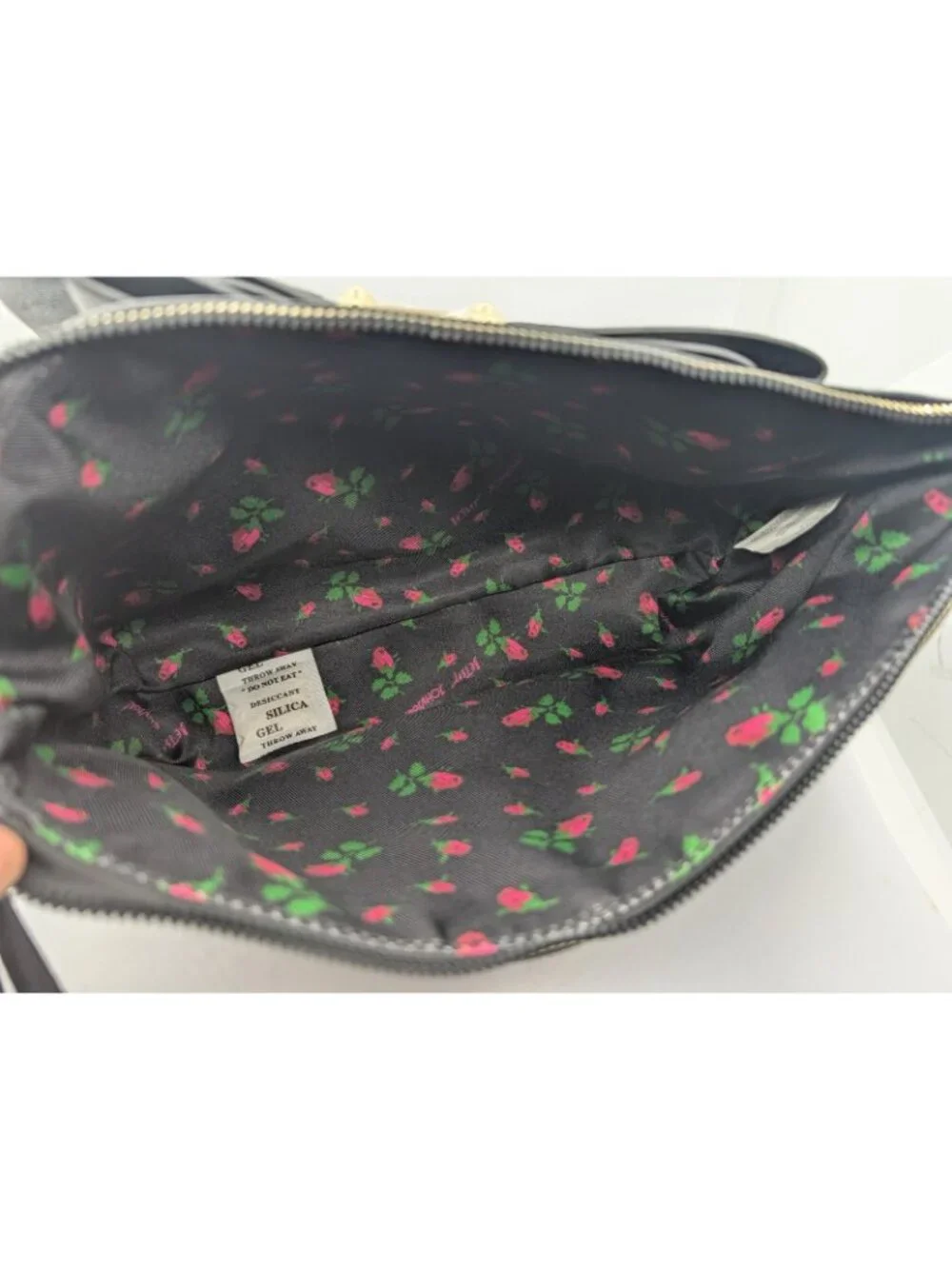 Betsey Johnson Black Pebble Faux Leather wristlet Clutch Bow Mall goth coquette